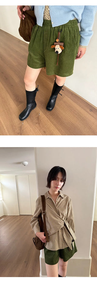 corduroy wide shorts