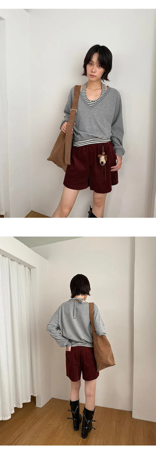 corduroy wide shorts