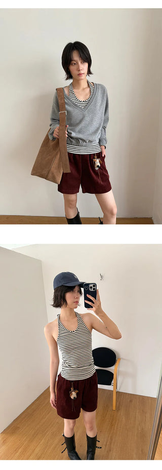 corduroy wide shorts