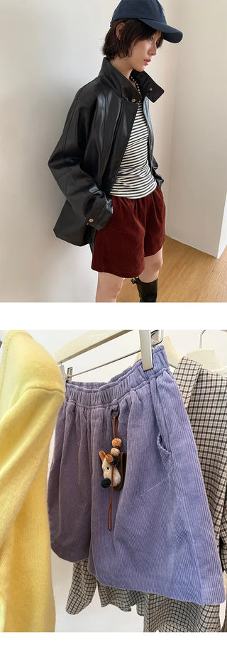 corduroy wide shorts