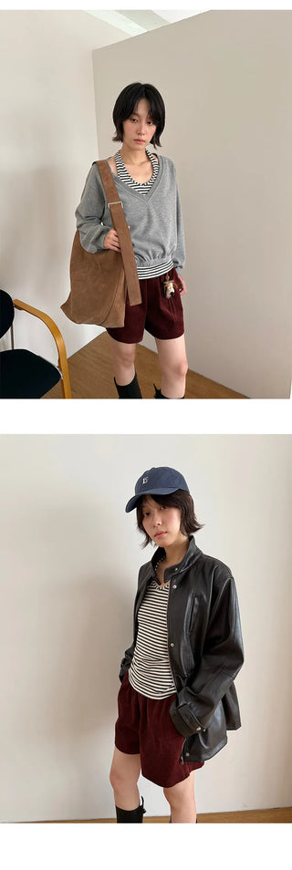 corduroy wide shorts