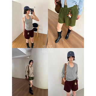 corduroy wide shorts