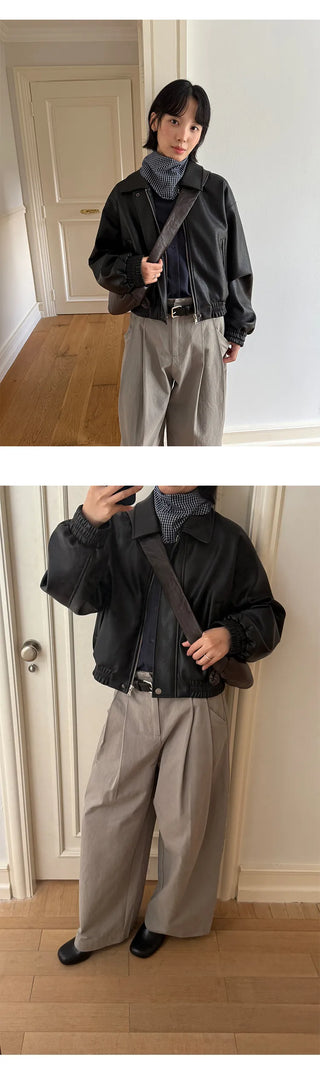 plaid leather jacket