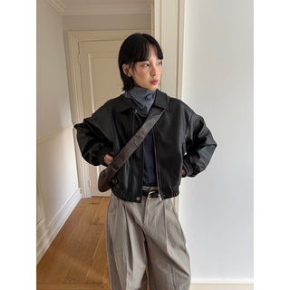 plaid leather jacket