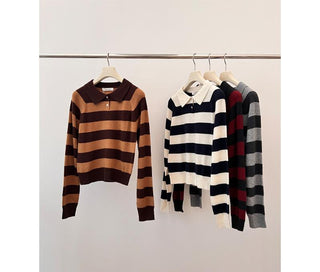 striped polo sweater