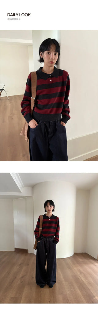 striped polo sweater