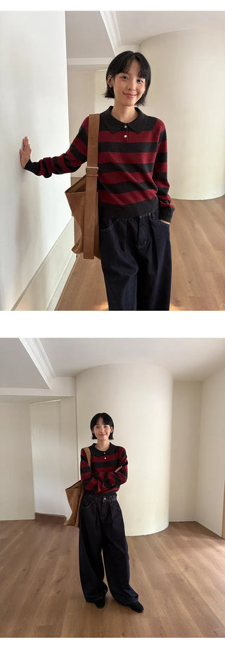 striped polo sweater