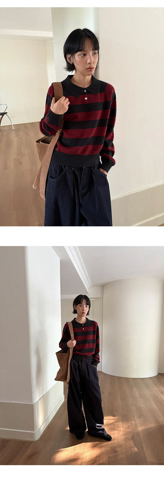 striped polo sweater