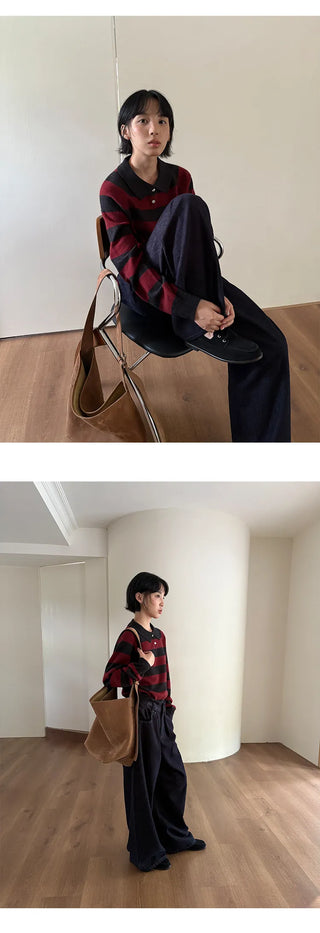 striped polo sweater