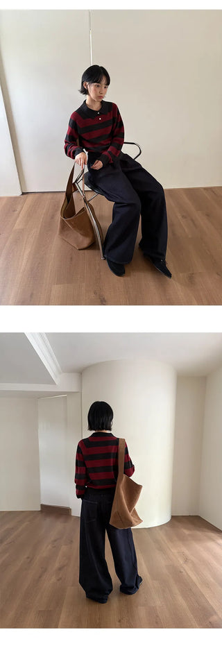 striped polo sweater