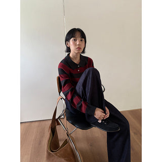 striped polo sweater