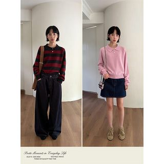 striped polo sweater