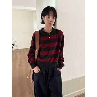 striped polo sweater