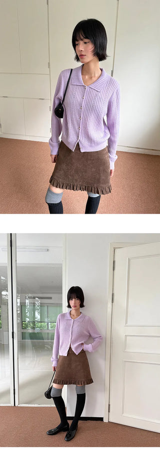 polo collar cardigan