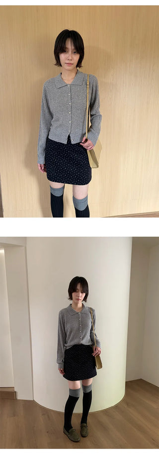 polo collar cardigan