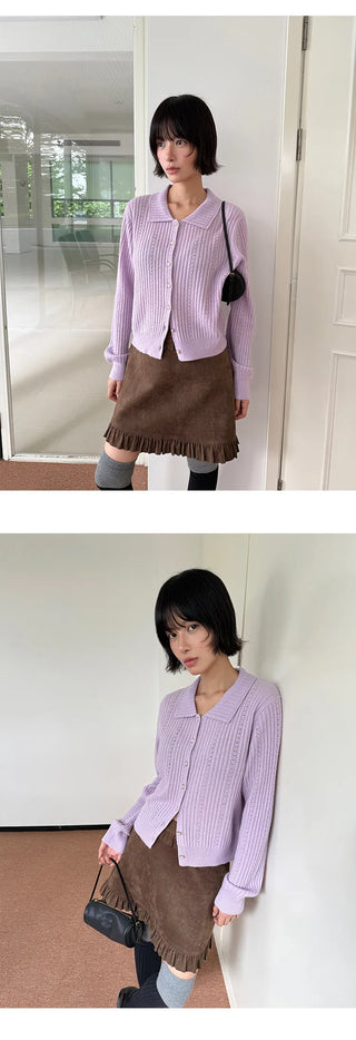 polo collar cardigan