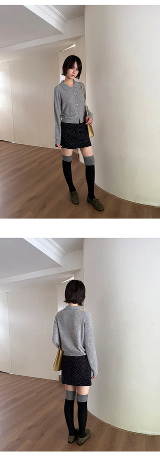 polo collar cardigan