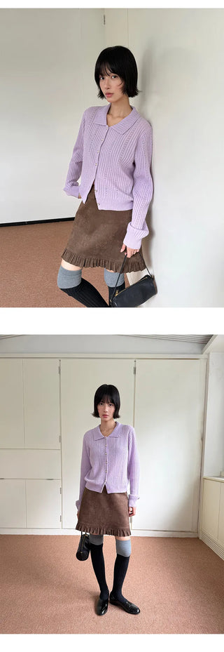 polo collar cardigan