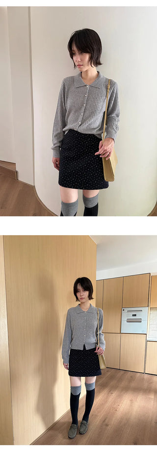 polo collar cardigan