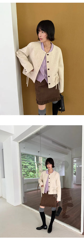 polo collar cardigan