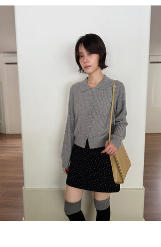 polo collar cardigan