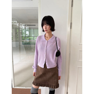 polo collar cardigan