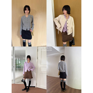 polo collar cardigan