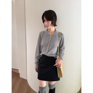 polo collar cardigan