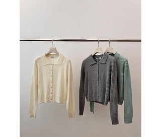 polo collar cardigan