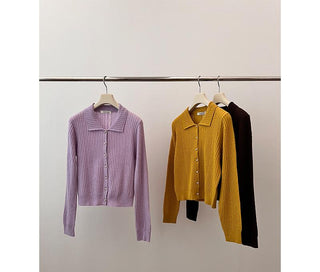 polo collar cardigan