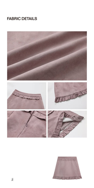 suede A-line skirt