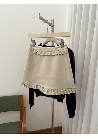 suede A-line skirt