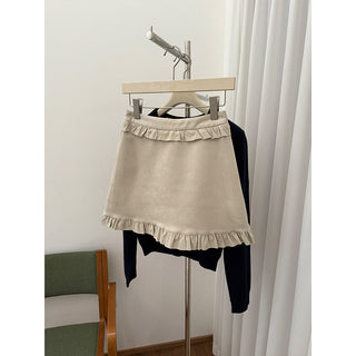 suede A-line skirt