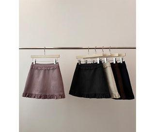 suede A-line skirt