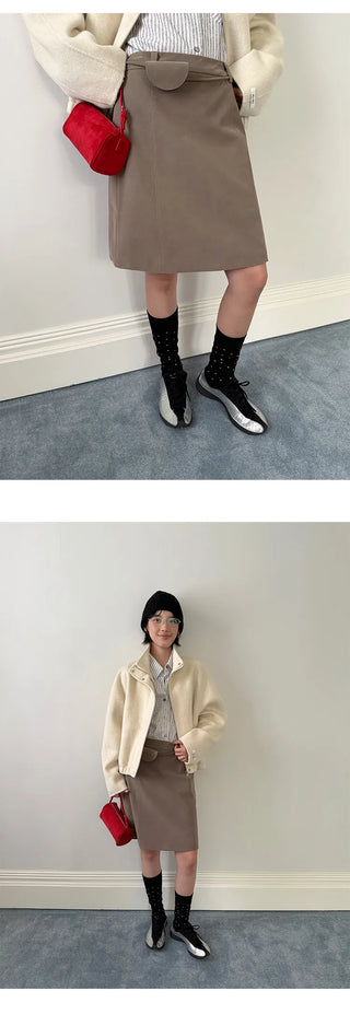 sheath leather skirt