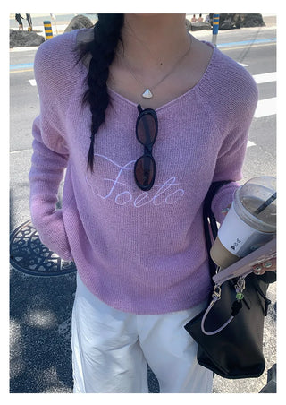 letter knit sweater