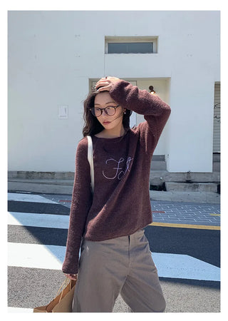 letter knit sweater