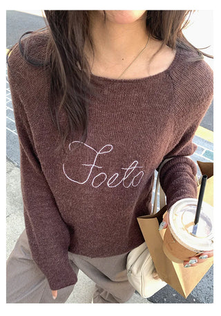 letter knit sweater