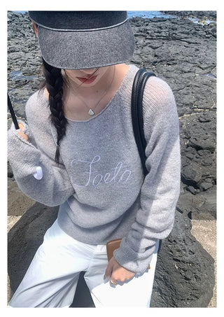 letter knit sweater
