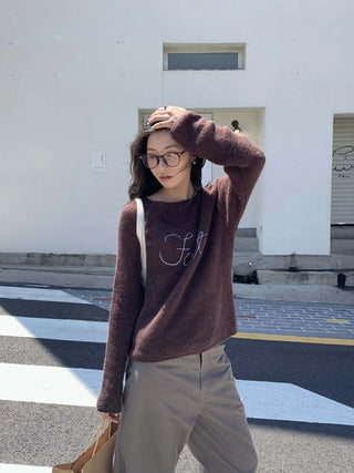 letter knit sweater