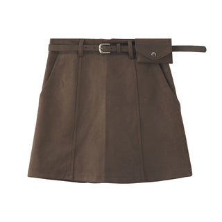 suede A-line skirt