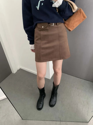 suede A-line skirt