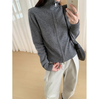 double zipper sweater