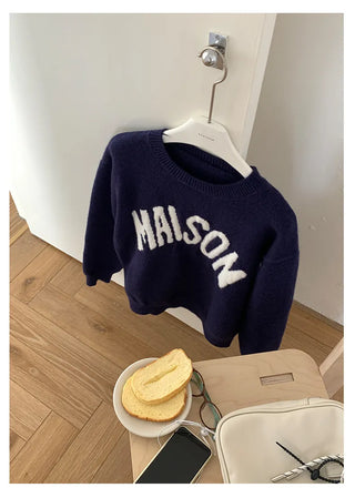 letter jacquard sweater