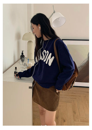 letter jacquard sweater