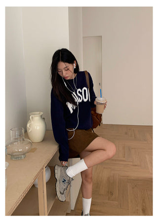 letter jacquard sweater