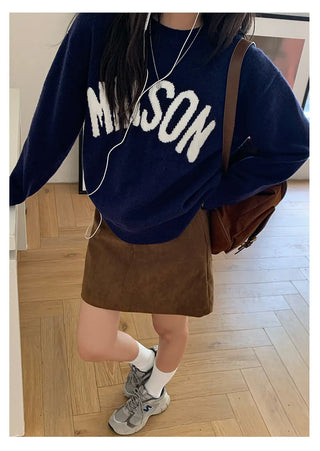 letter jacquard sweater