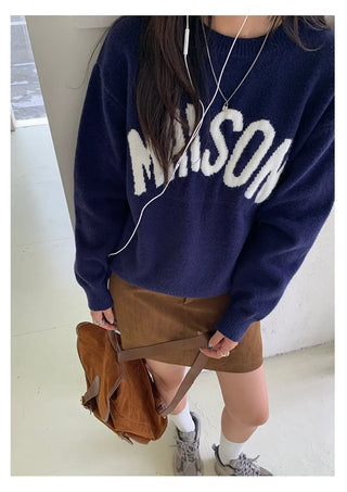 letter jacquard sweater