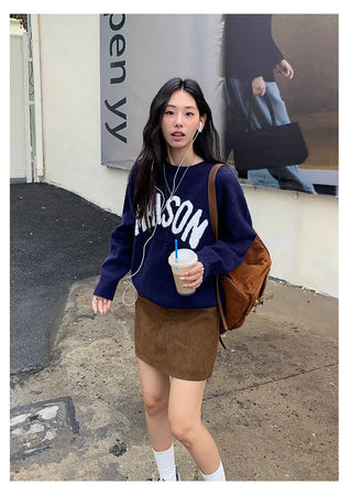 letter jacquard sweater