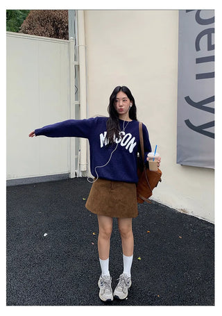 letter jacquard sweater